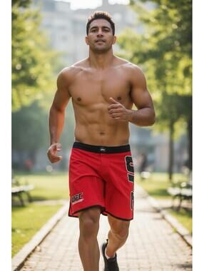 UFC Octagon Shorts Men's Red MMA Fighting Training Gym Workout Size 34